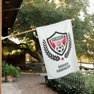 Custom name Soccer Logo House Flag