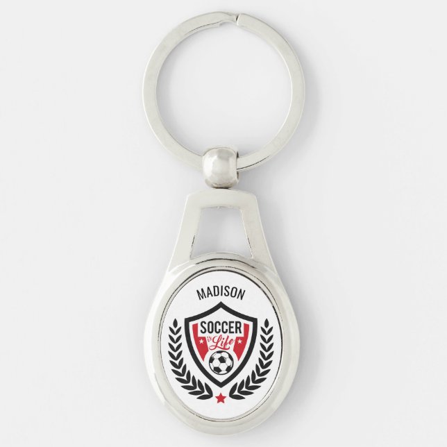 Custom name Soccer Logo key chain (Front)
