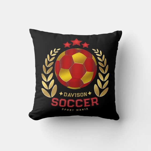 Custom Name Soccer Logo Throw Pillow (Front)