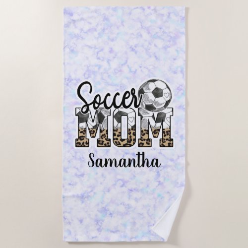 Custom Name Soccer Mom  Mothers Day Beach Towel