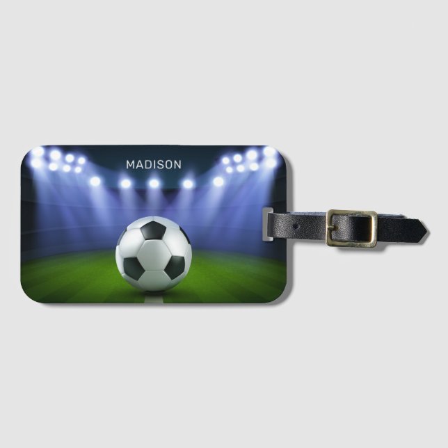 Custom name Soccer Stadium Luggage Tag (Front Horizontal)
