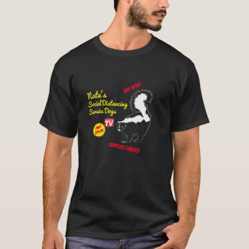 Custom Name Social Distancing Service Dog Skunk T_Shirt