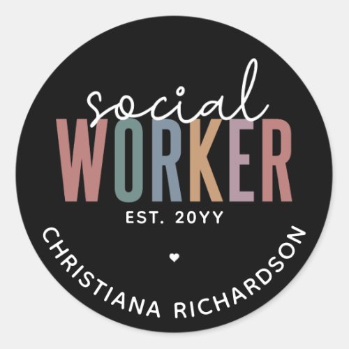 Custom Name Social Worker graduation Gift Classic Round Sticker