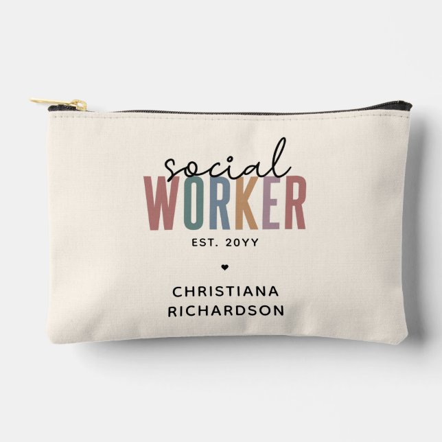 Custom Name Social Worker graduation Gifts Accessory Pouch (Front)