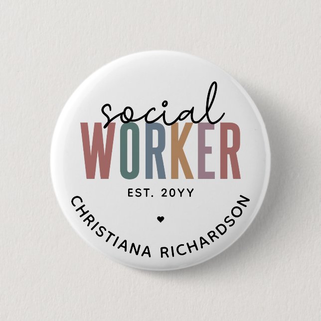 Custom Name Social Worker graduation Gifts Button (Front)
