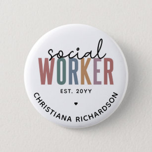 Custom Name Social Worker graduation Gifts Button