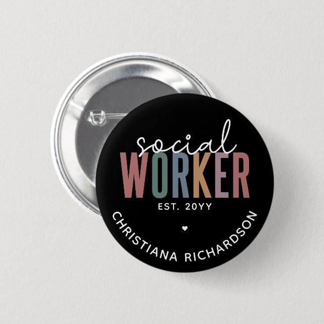 Custom Name Social Worker graduation Gifts  Button (Front & Back)