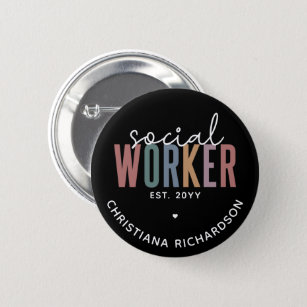 Custom Name Social Worker graduation Gifts  Button