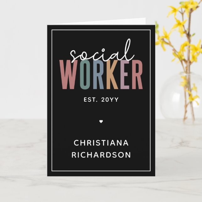 Custom Name Social Worker graduation Gifts Card (Yellow Flower)