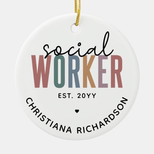 Custom Name Social Worker graduation Gifts Ceramic Ornament