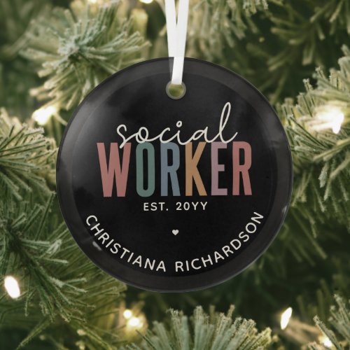 Custom Name Social Worker graduation Gifts Glass Ornament