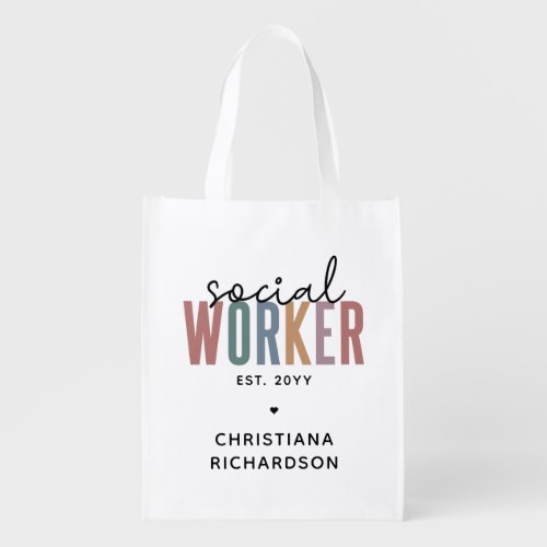 Custom Name Social Worker graduation Gifts Grocery Bag