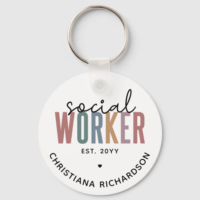 Custom Name Social Worker graduation Gifts Keychain (Front)