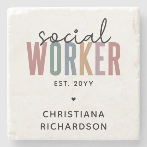 Custom Name Social Worker graduation Gifts Stone Coaster
