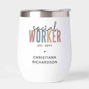 Custom Name Social Worker graduation Gifts Thermal Wine Tumbler