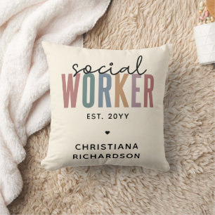 Custom Name Social Worker graduation Gifts Throw Pillow