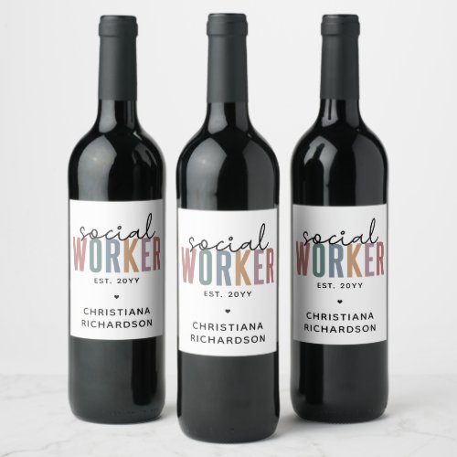 Custom Name Social Worker graduation Gifts Wine Label