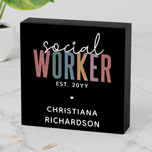 Custom Name Social Worker graduation Gifts Wooden Box Sign