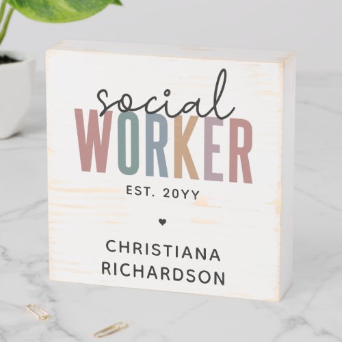 Custom Name Social Worker graduation Gifts Wooden Box Sign