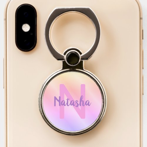 Custom Name Soft Fading Color Rainbow Pink Blush Phone Ring Stand