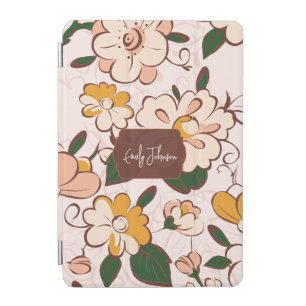 Custom Name Soft Pastel Floral Garden Name Label iPad Mini Cover