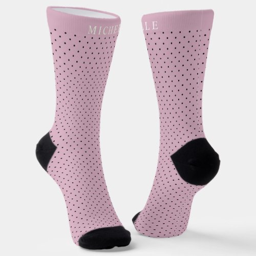 Custom Name Soft Pink Purple Polka Dot Socks