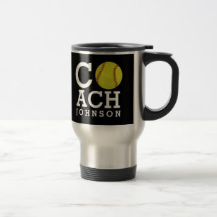 Custom Name Softball Coach Travel Mug