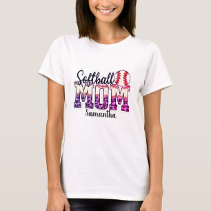 Custom Name Softball Mom   Pink and Gold Polka Dot T-Shirt