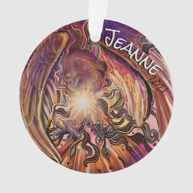 Custom Name Solar Burst Hawk   Ornament (Front)