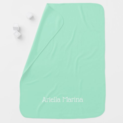 Custom Name Solid Color Mint Baby Blanket