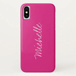 Custom Name Solid Magenta Pink iPhone X Case