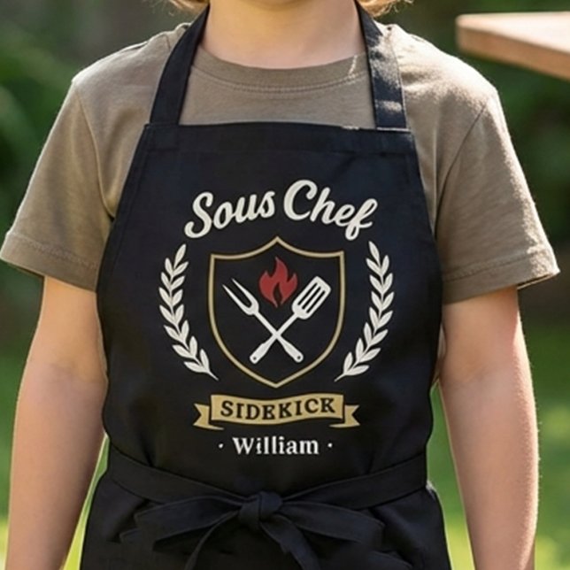 Custom Name Sous Chef Sidekick Child Apron (Personalized Sous Chef Sidekick Kids Apron Gift)