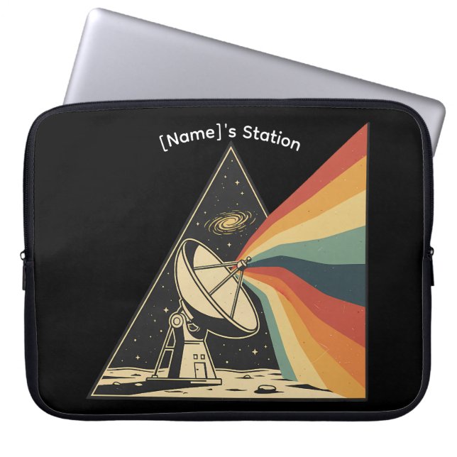 Custom [Name] Space Station Laptop Sleeve (Front)