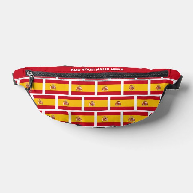 Custom Name SPANISH FLAG OF SPAIN Fanny Pack (Lay Down)