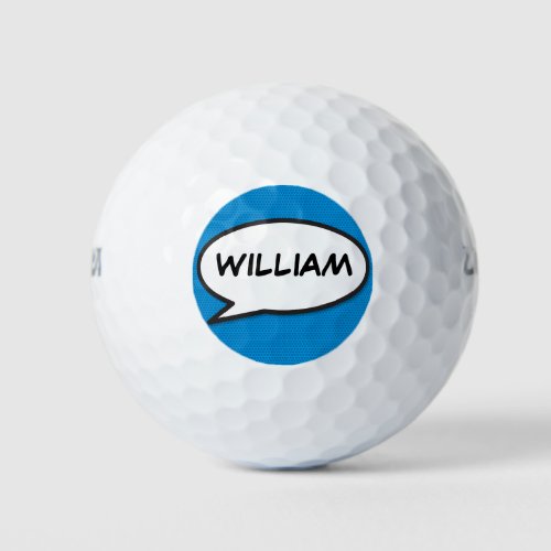 Custom Name Speech Bubble Fun Comic Book Golf Balls