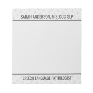 Custom Name Speech language Pathologist SLP Notep Notepad