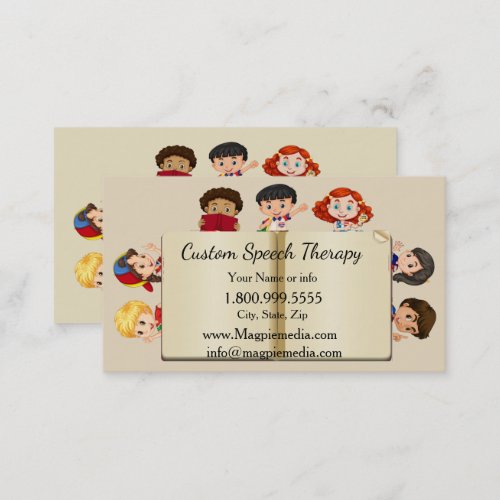 Custom Name Speech Therapy Kids Cartoon Business C Business Card