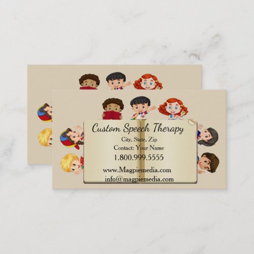 Custom Name Speech Therapy Kids Cartoon Business Card