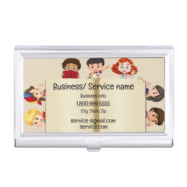 Custom Name Speech Therapy Kids Cartoon   Business Card Case (Front)