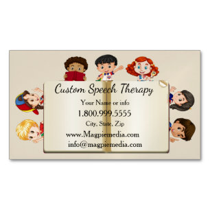 Custom Name Speech Therapy Kids Cartoon  Business Card Magnet