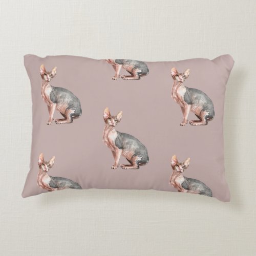 Custom name Sphynx cat hairless cat pattern Accent Pillow