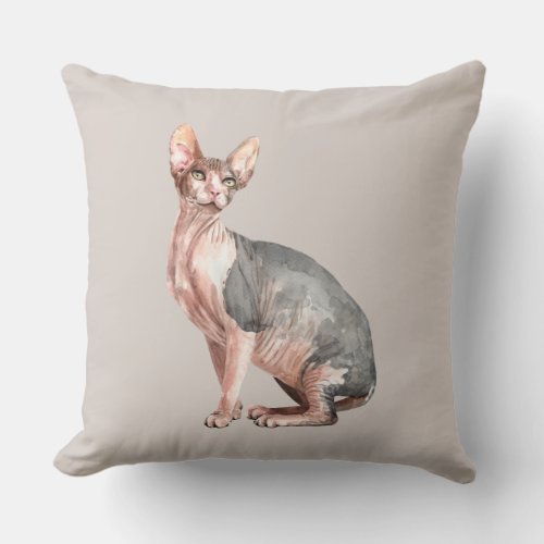 Custom name Sphynx cat hairless cat pattern Throw Pillow