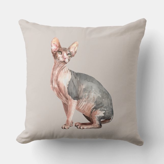Custom name Sphynx cat hairless cat pattern Throw Pillow (Front)