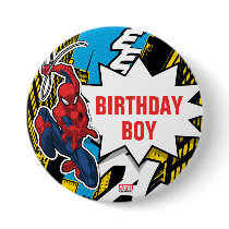 Custom Name Spider-Man Birthday Button