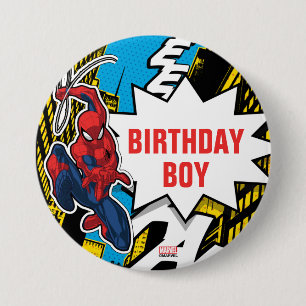 Custom Name Spider-Man Birthday Button