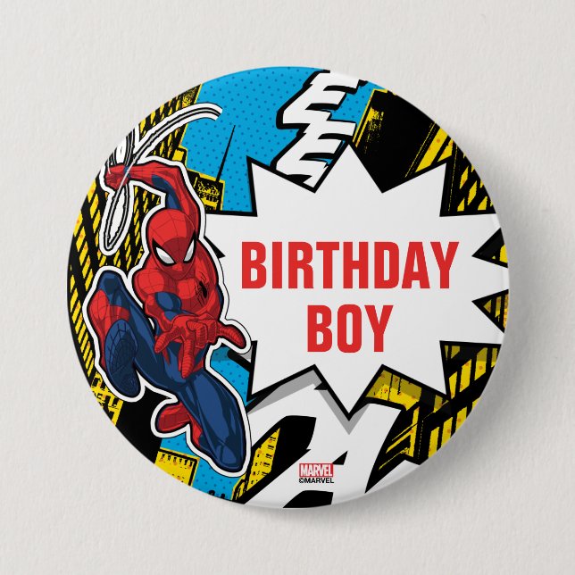Custom Name Spider-Man Birthday Button (Front)