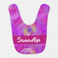 Custom name spiral nets purple baby bib