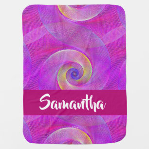 Custom name spiral nets purple baby blanket