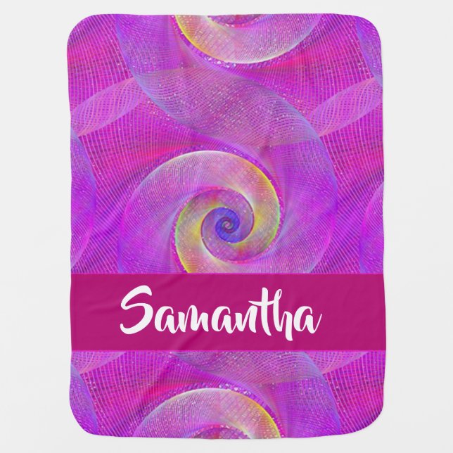 Custom name spiral nets purple baby blanket (Front)