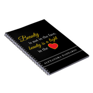 Custom Name Spiral Notebook with Beauty Slogan